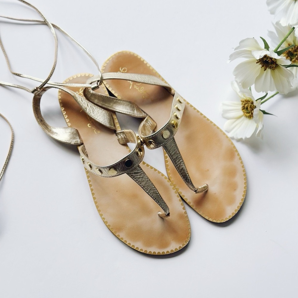 Lilly Pulitzer Aileen Embellished Wrap Sandal Gold Metallic